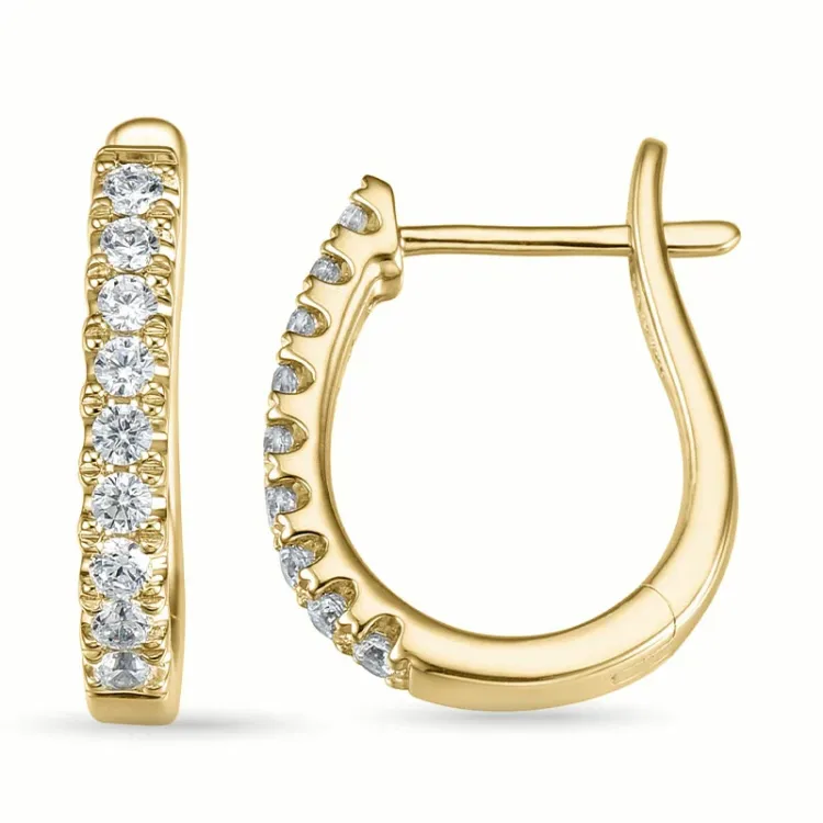 17 mm creoler i 14 karat guld med diamant