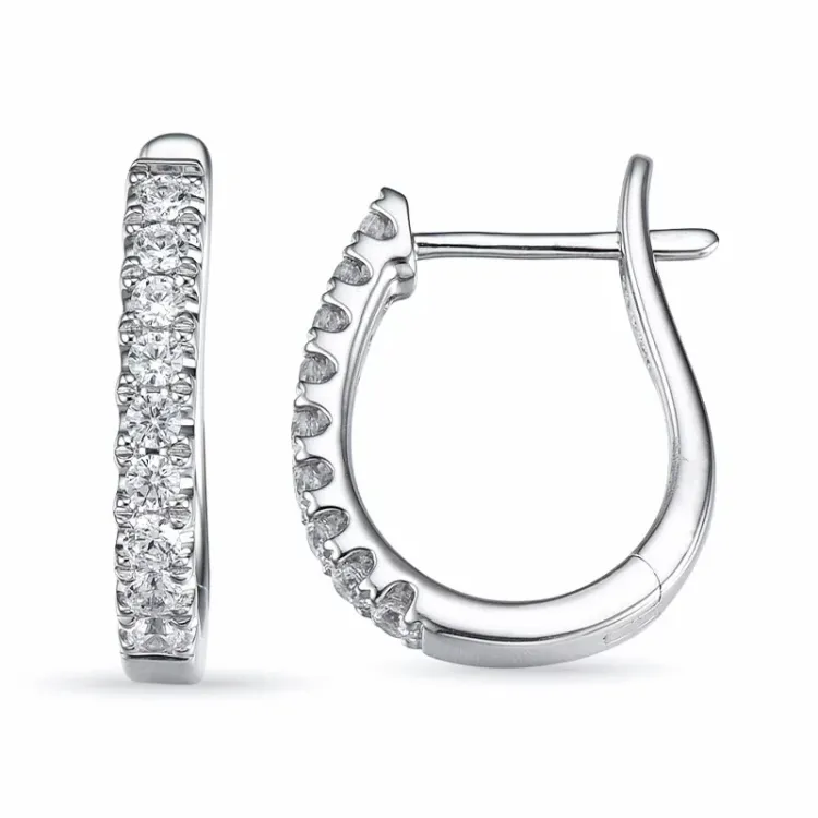 creoler i 14 karat hvidguld med diamant