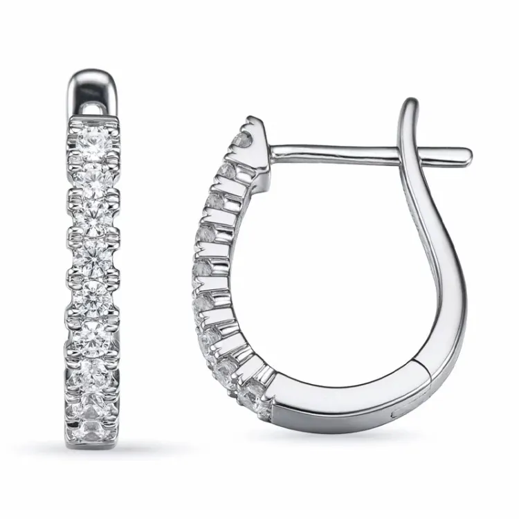 creoler i 14 karat hvidguld med diamant
