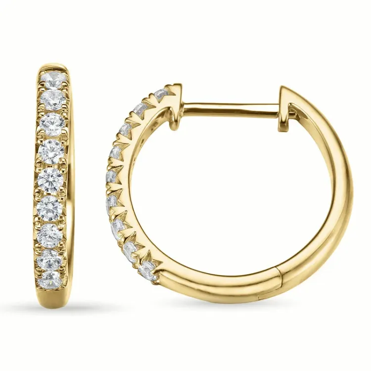 18 mm creoler i 14 karat guld med diamant