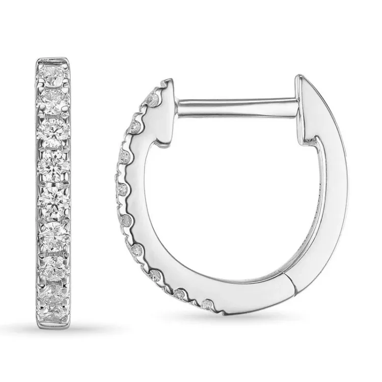 12 mm creoler i 14 karat hvidguld med diamant 
