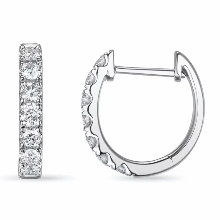 14 mm creoler i 14 karat hvidguld med diamant