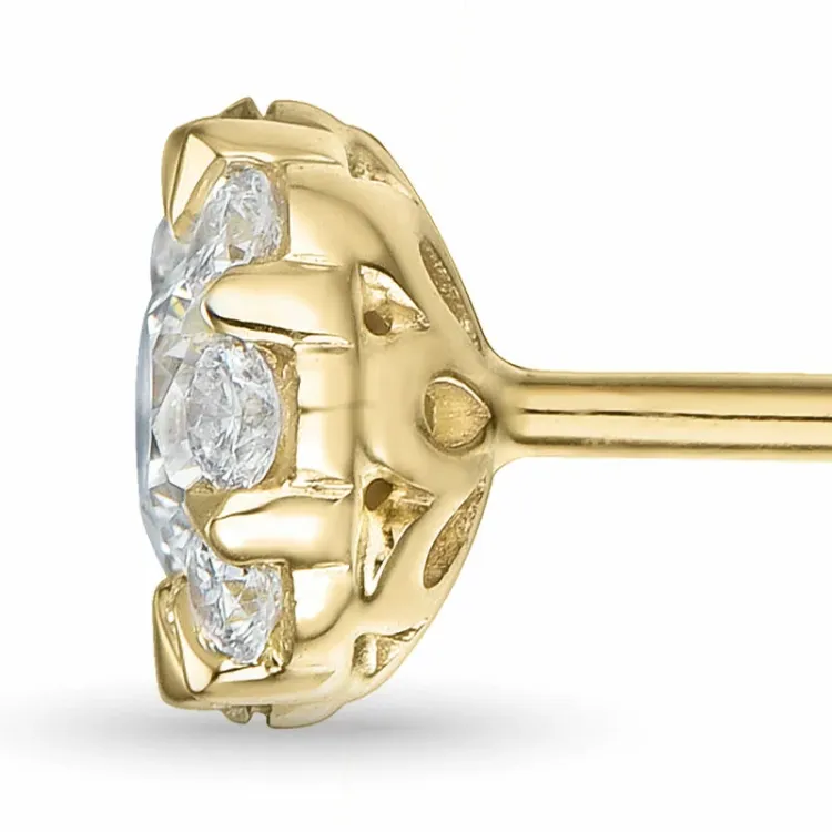 runde diamant ørestikker i 14 karat guld med diamant og diamant