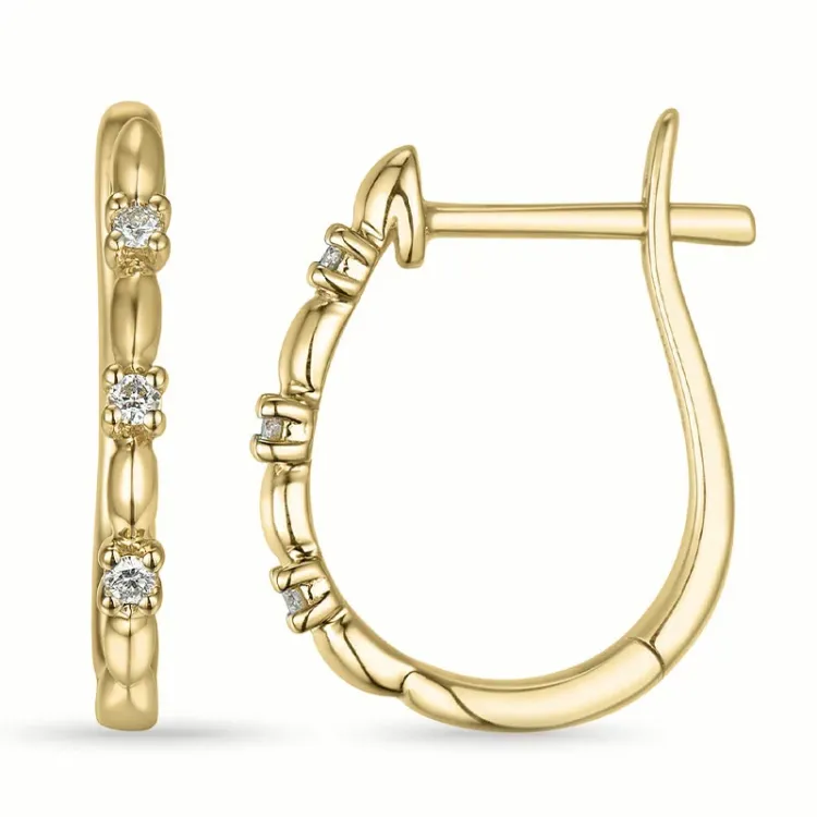 creoler i 14 karat guld med diamant