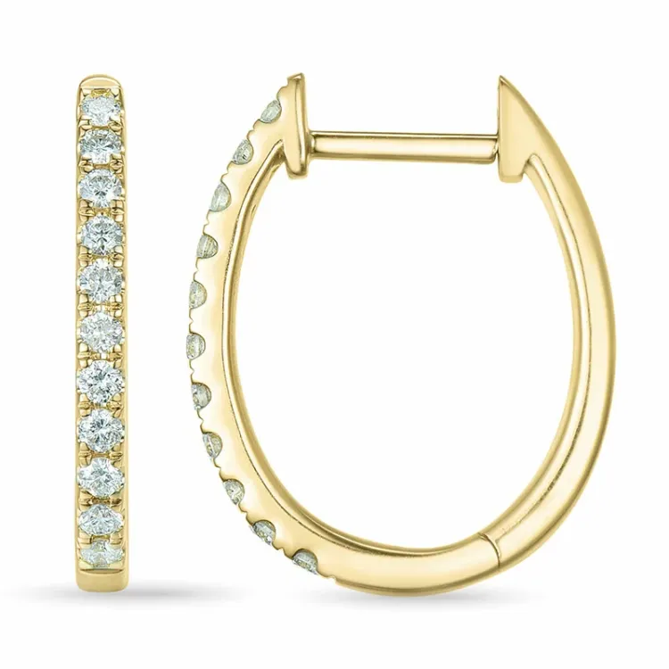 12 mm creoler i 14 karat guld med diamant