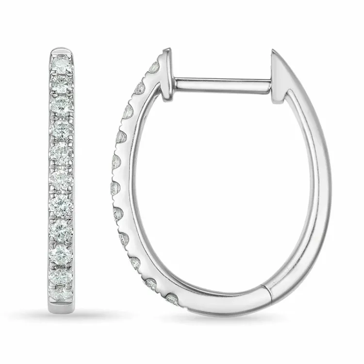 12 mm creoler i 14 karat hvidguld med diamant 