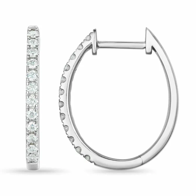 14 mm creoler i 14 karat hvidguld med diamant