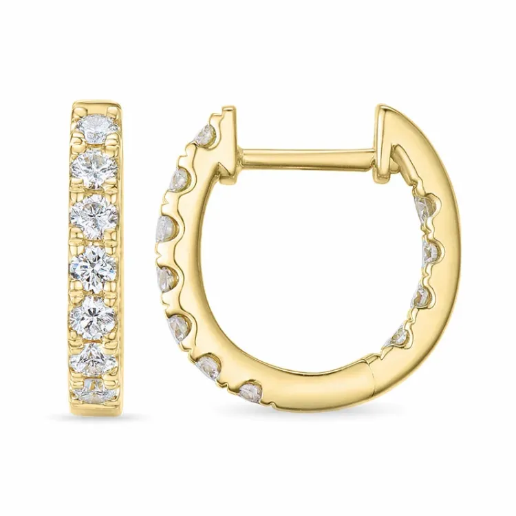 14 mm diamant creoler i 14 karat guld med diamant