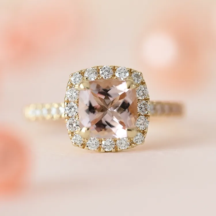 morganit diamantring i 14 karat guld 1,25 ct 0,44 ct