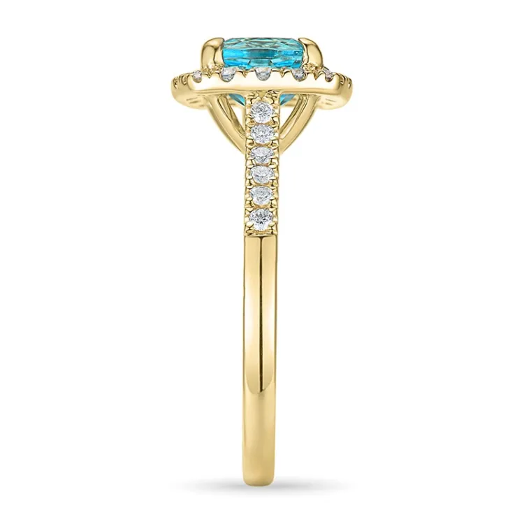 firkantet topas diamantring i 14 karat guld 1,90 ct 0,44 ct