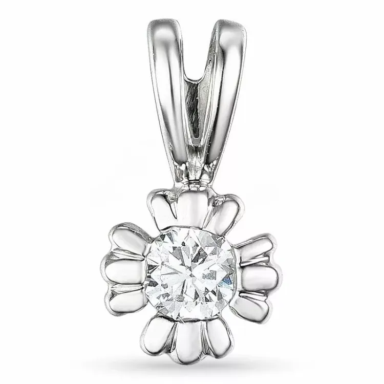 Blomster diamantvedhæng i 14 karat hvidguld 0,09 ct