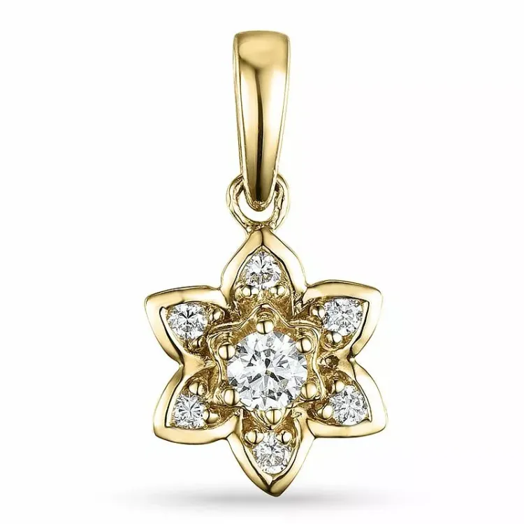 Blomster diamantvedhæng i 14 karat guld 0,20 ct