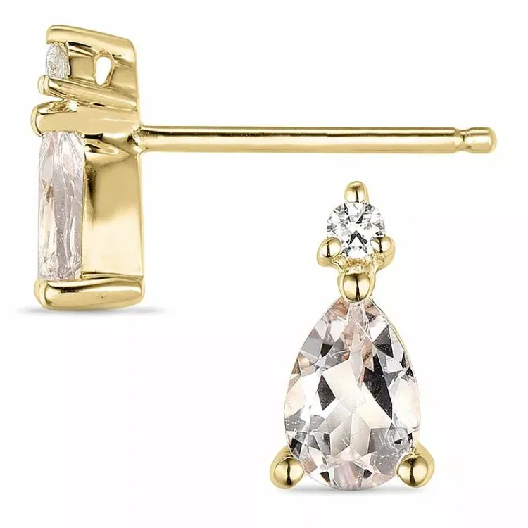 Dråbe morganit diamantøreringe i 14 karat guld med diamanter og morganitter