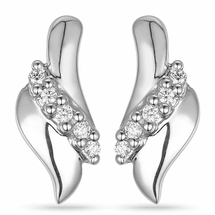 Diamant øreringe i 14 karat hvidguld med diamanter 