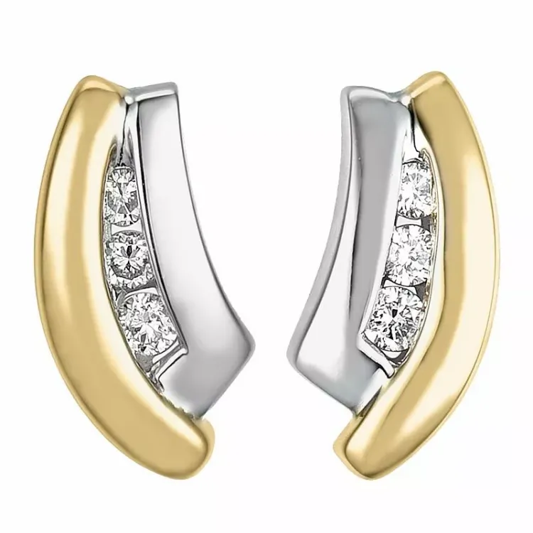 Diamant øreringe i 14 karat guld og hvidguld med diamanter 