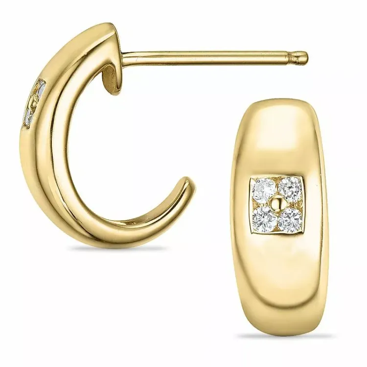 Diamant halvcreoler i 14 karat guld med diamanter