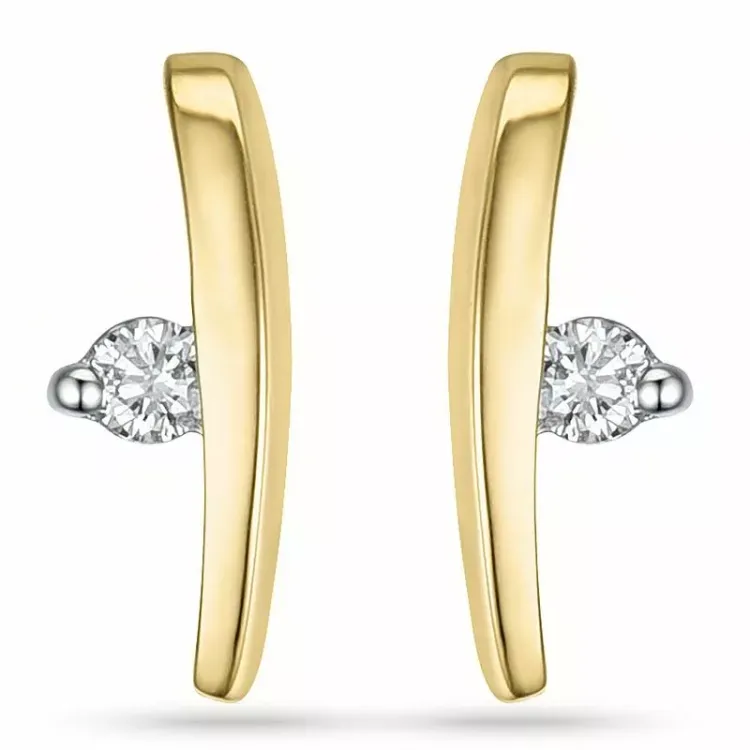 Diamant øreringe i 14 karat guld og hvidguld med diamanter