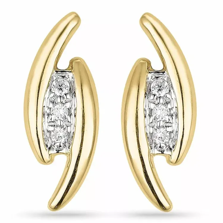 Diamant øreringe i 14 karat guld og hvidguld med diamanter