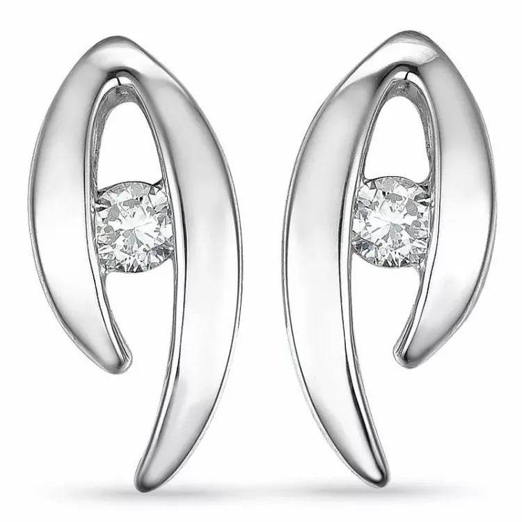 Diamant øreringe i 14 karat hvidguld med diamanter