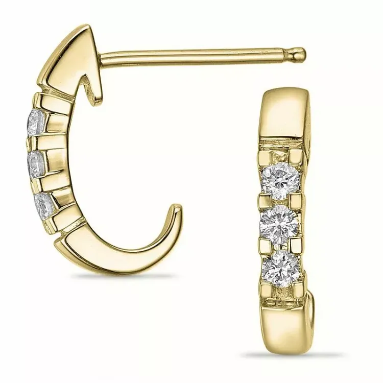 diamant halvcreoler i 14 karat guld med diamant