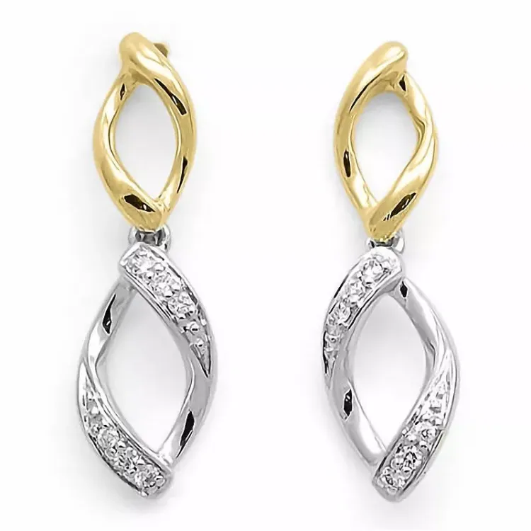 infinity diamant øreringe i 14 karat guld og hvidguld med diamant