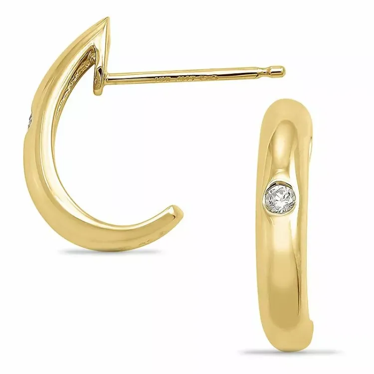 diamant halvcreoler i 14 karat guld med diamant