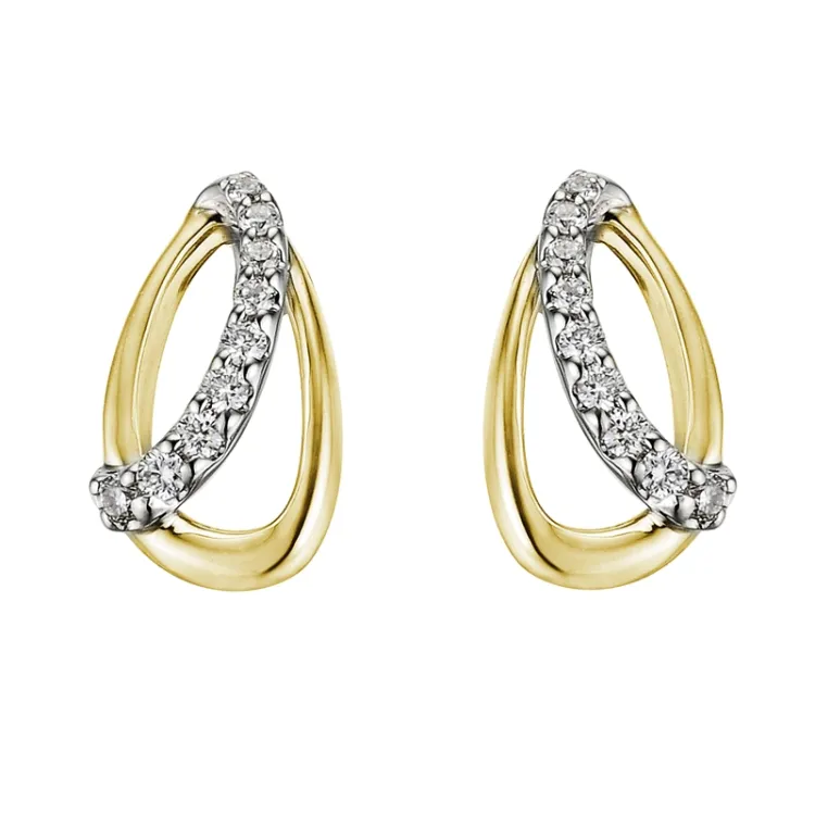 blomster diamant øreringe i 14 karat guld og hvidguld med diamant
