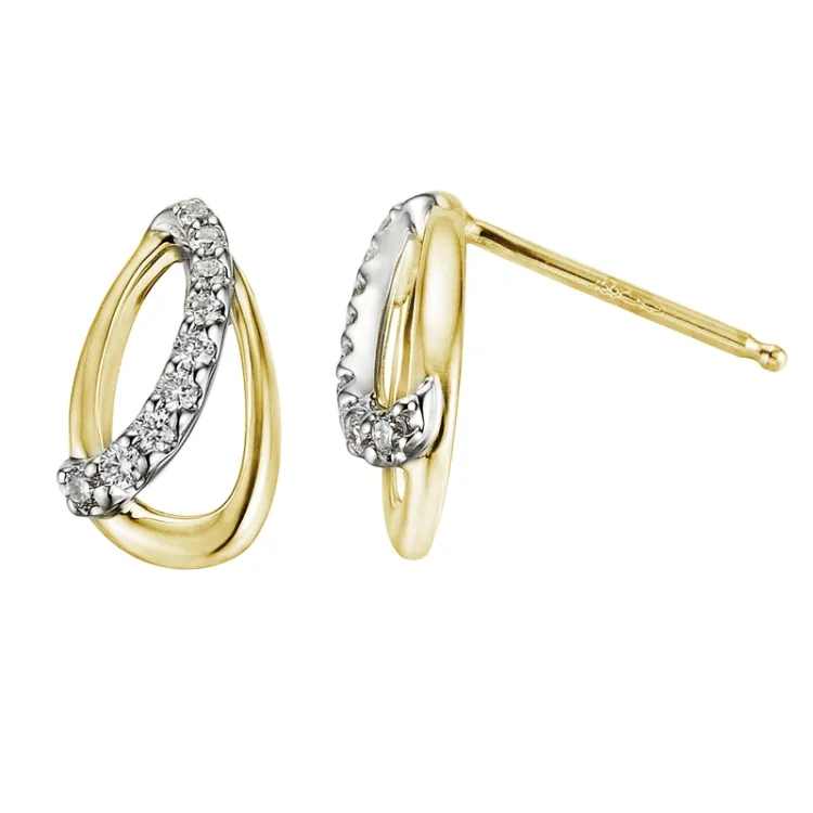 blomster diamant øreringe i 14 karat guld og hvidguld med diamant