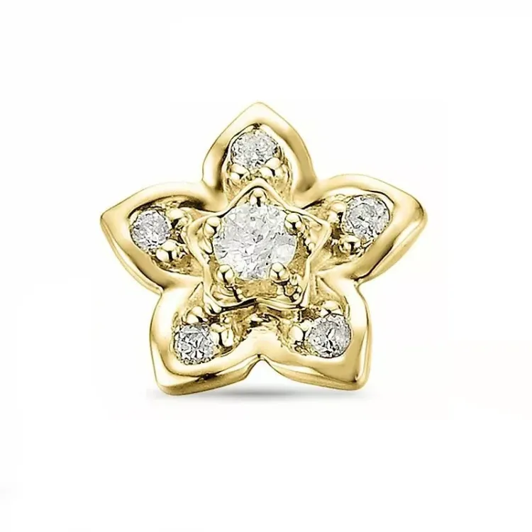 1/2 par blomster diamant ørestik i 14 karat guld med diamant 