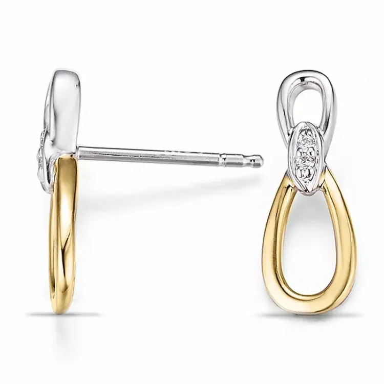 infinity diamant øreringe i 14 karat guld og hvidguld med diamant 