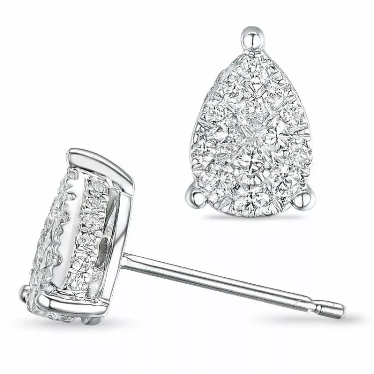 dråbe diamantøreringe i 14 karat hvidguld med diamant og diamant
