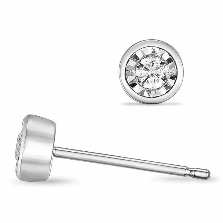diamant solitaireørestikker i 14 karat hvidguld med diamant 