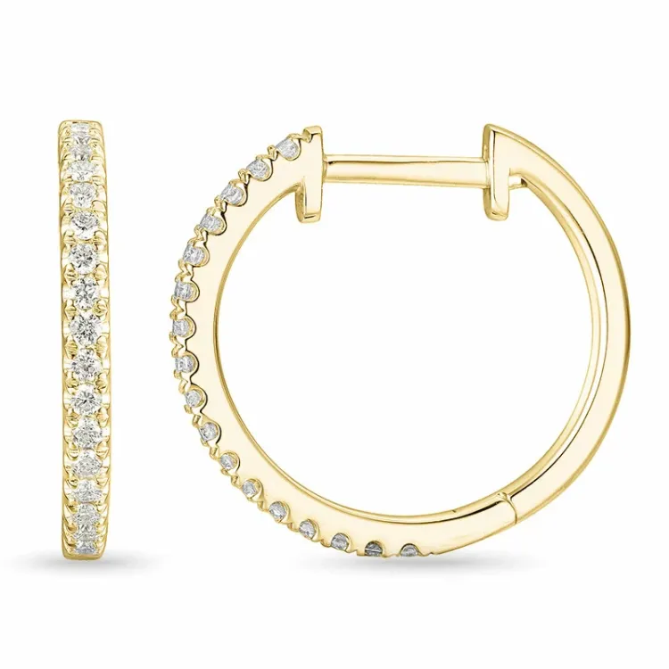16 mm diamant creoler i 14 karat guld med diamant