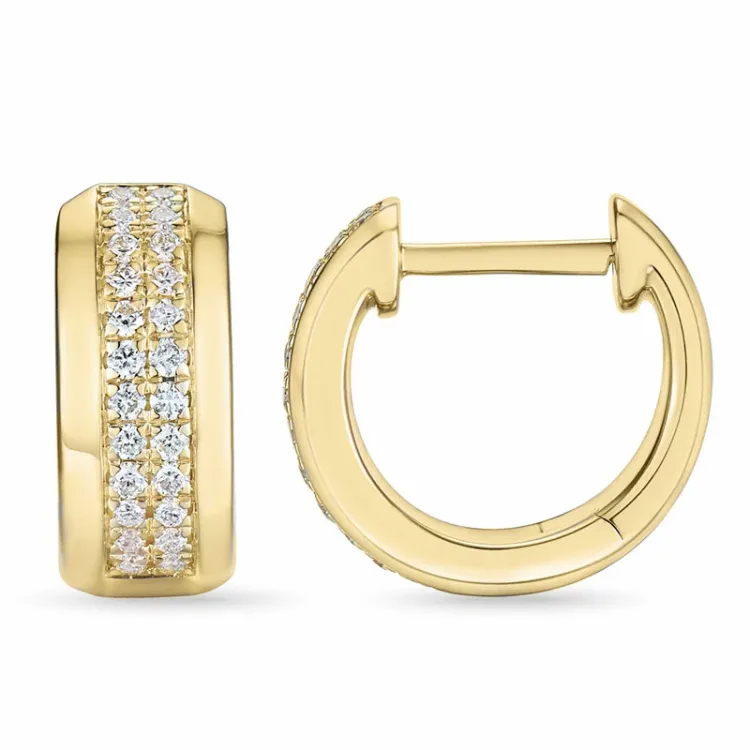 11 mm diamant creoler i 14 karat guld med diamant 