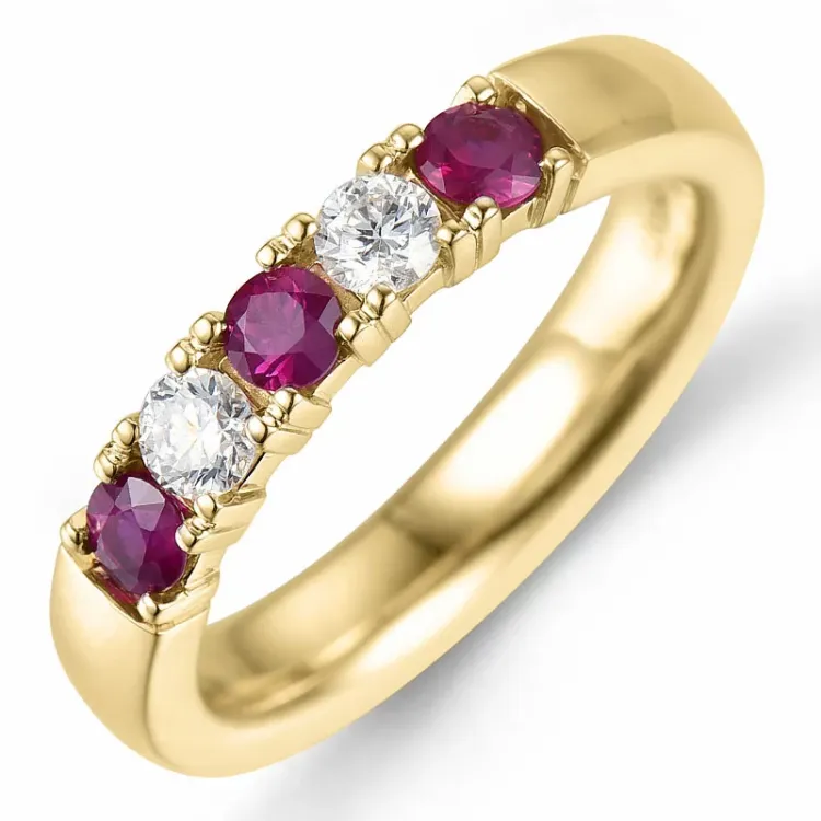 rubin diamantring i 9 karat guld 2 X 0,10 ct 0,45 ct