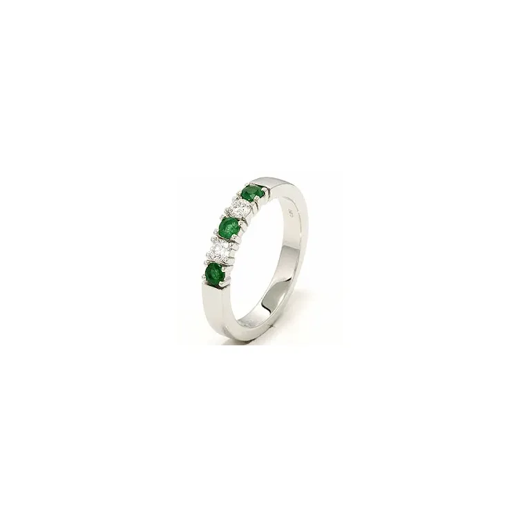 kraftig smaragd alliancering i 14 karat hvidguld 2 x 0,10 ct 0,36 ct