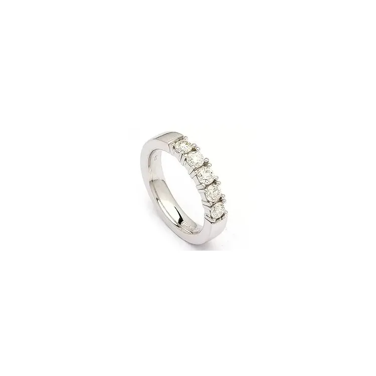 Ægte alliancering i 14 karat hvidguld 5 x 0,15 ct