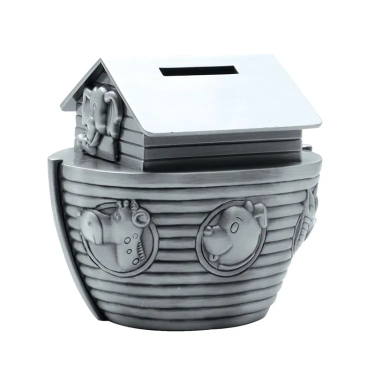 Dåbsgaver: noahs ark sparebøsse i forkromet model: 152-76615