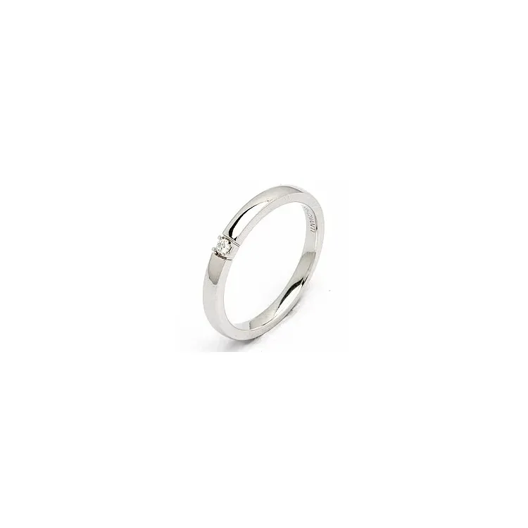Alliancering i 14 karat hvidguld 0,03 ct