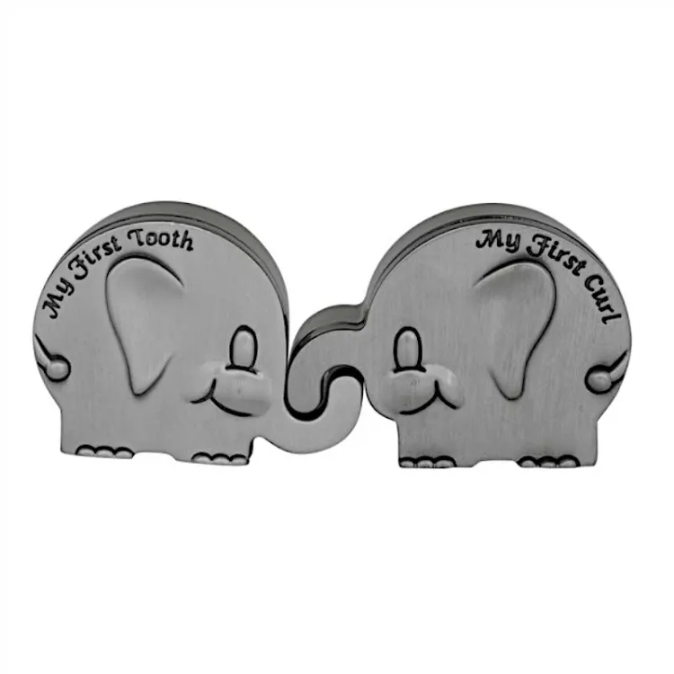 Dåbsgaver: elefant første tand-hårlok i fortinnet model: 154-73138