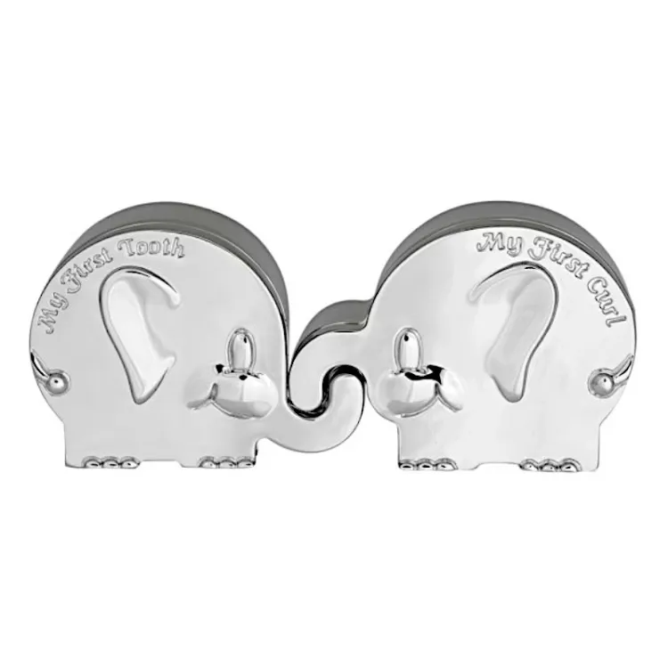 Dåbsgaver: elefant første tand-hårlok i forkromet model: 154-83138