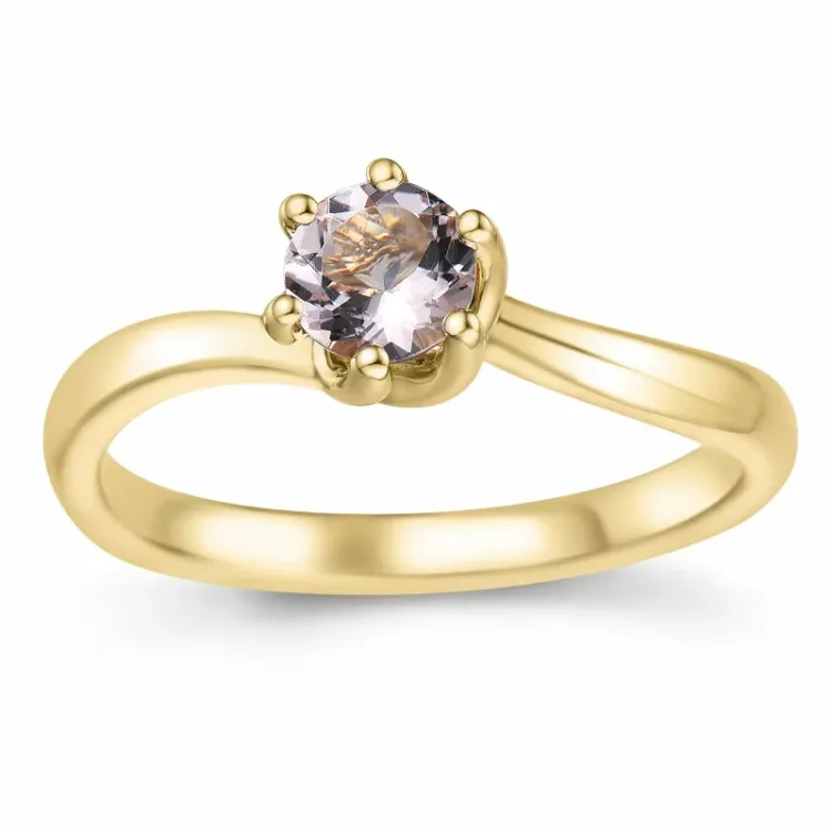 morganit solitairering i 14 karat guld 0,43 ct