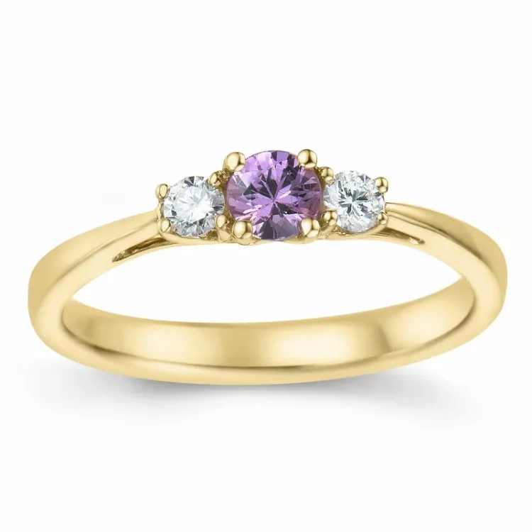 pink safir diamantring i 14 karat guld 0,132 ct 0,306 ct