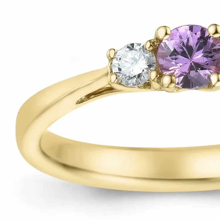 pink safir diamantring i 14 karat guld 0,132 ct 0,306 ct