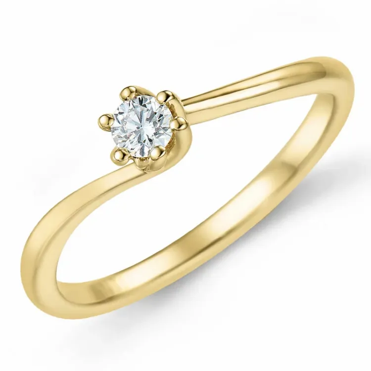 Kollektionsprøve diamant solitairering i 14 karat guld 0,10 ct