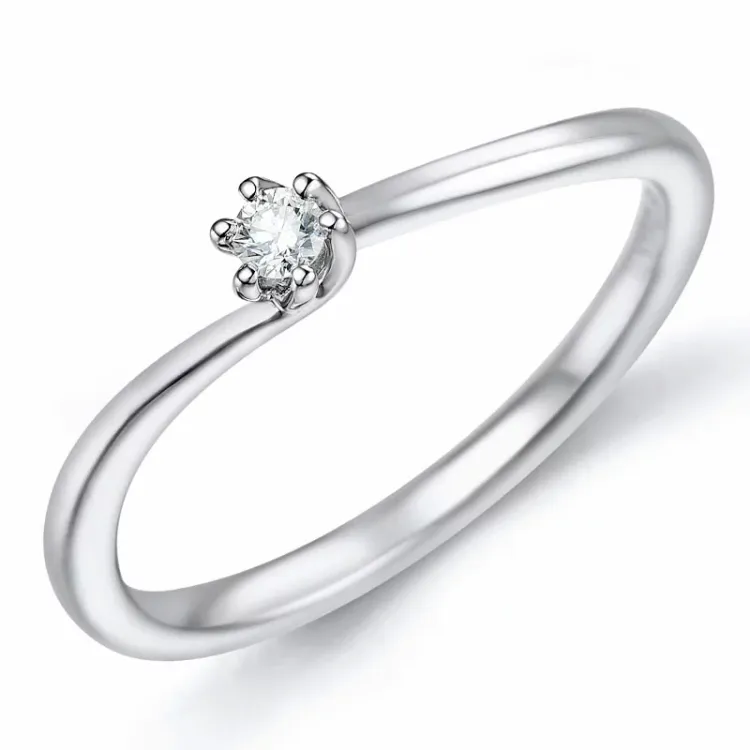 Kollektionsprøve diamant solitairering i 14 karat hvidguld 0,051 ct