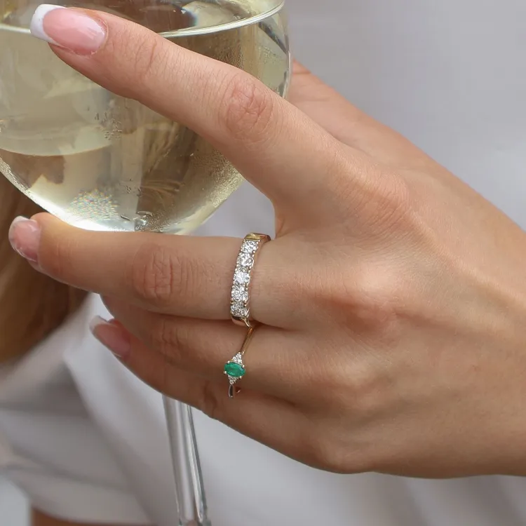 smaragd diamantring i 14 karat guld 0,25 ct 0,03 ct