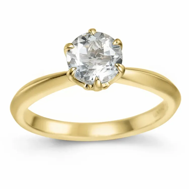 kvarts solitairering i 14 karat guld 0,95 ct