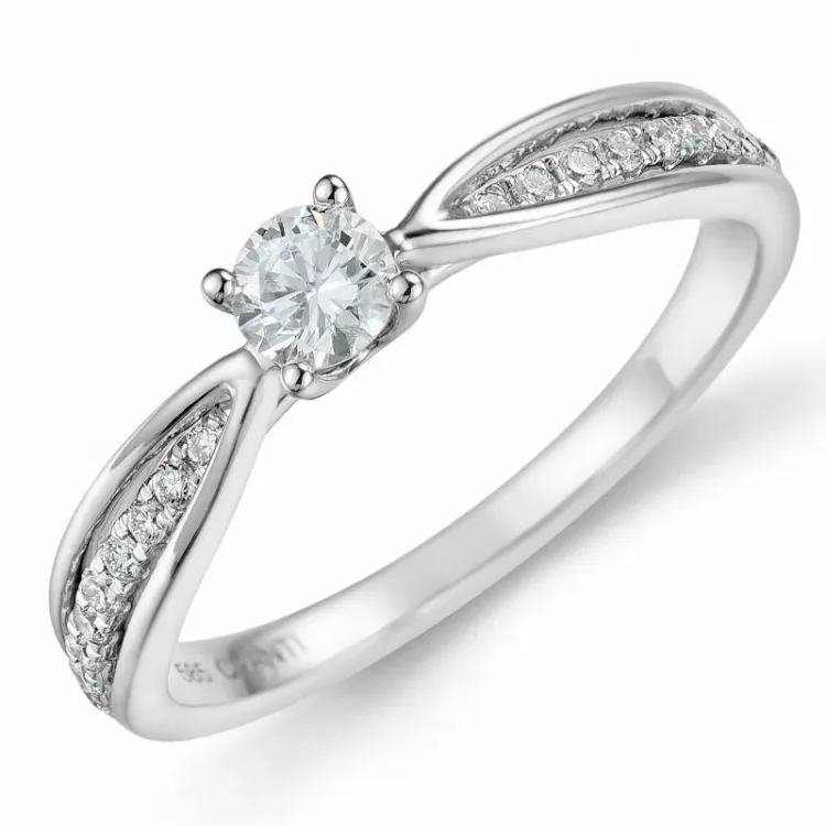 diamant ring i 14 karat hvidguld 0,20 ct 0,132 ct
