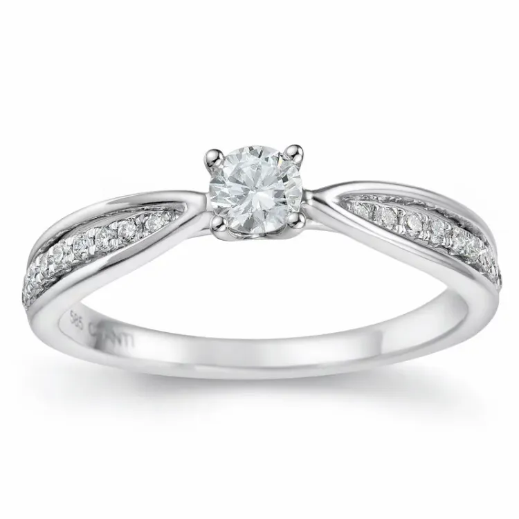 diamant ring i 14 karat hvidguld 0,20 ct 0,132 ct